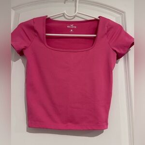Hollister Women's Fuchsia Square Neck Crop Top